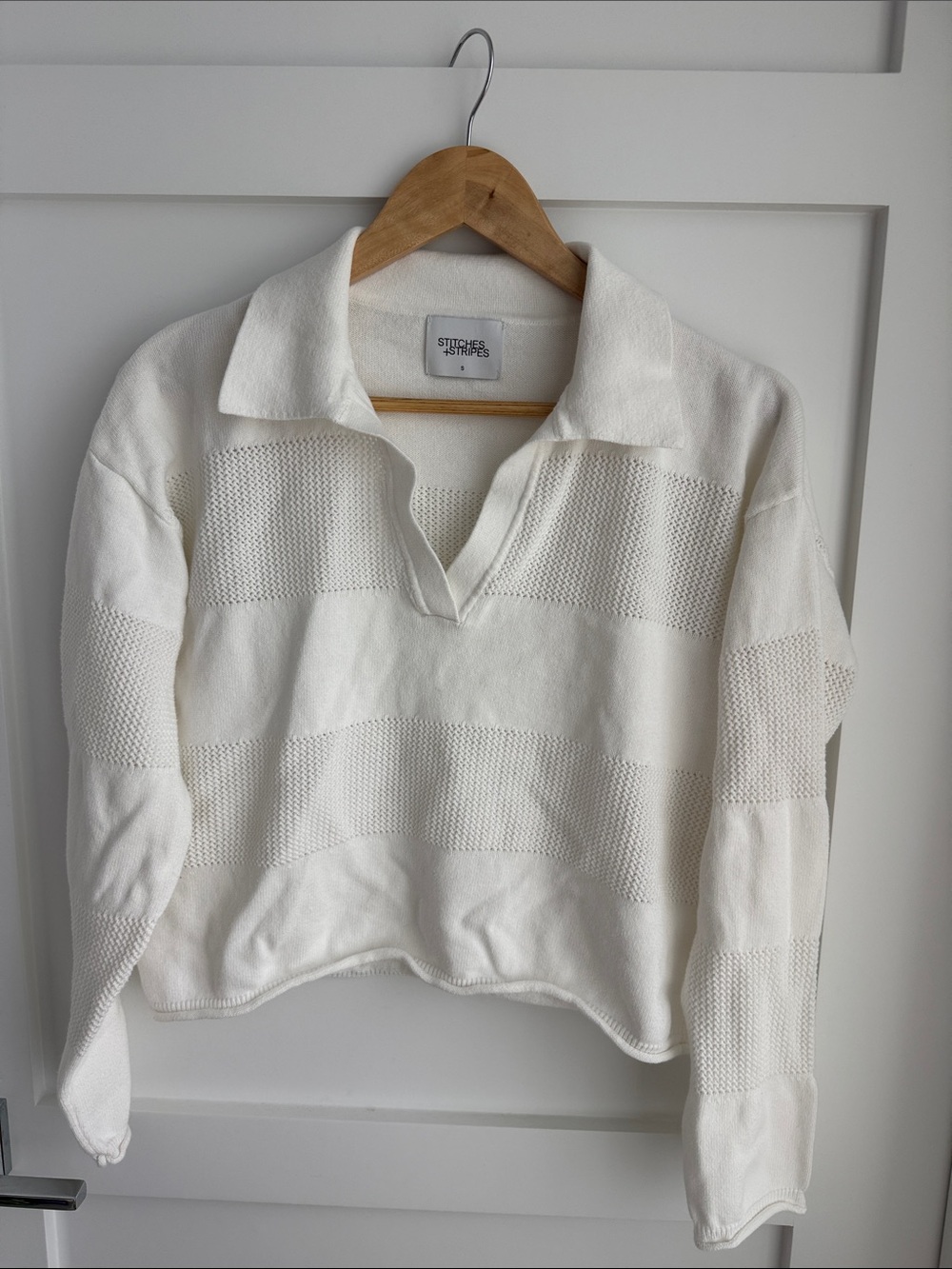 Stitches and stripes revolve cotton polo rugby sweater